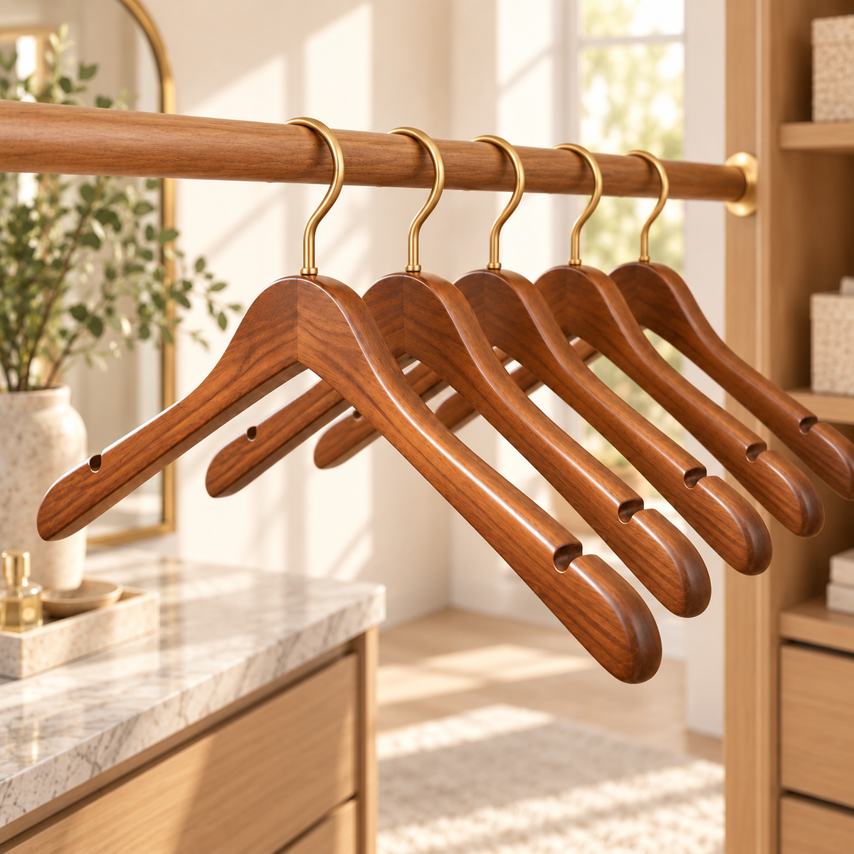 Qavyron™ Premium Wooden Clothes Hanger Set