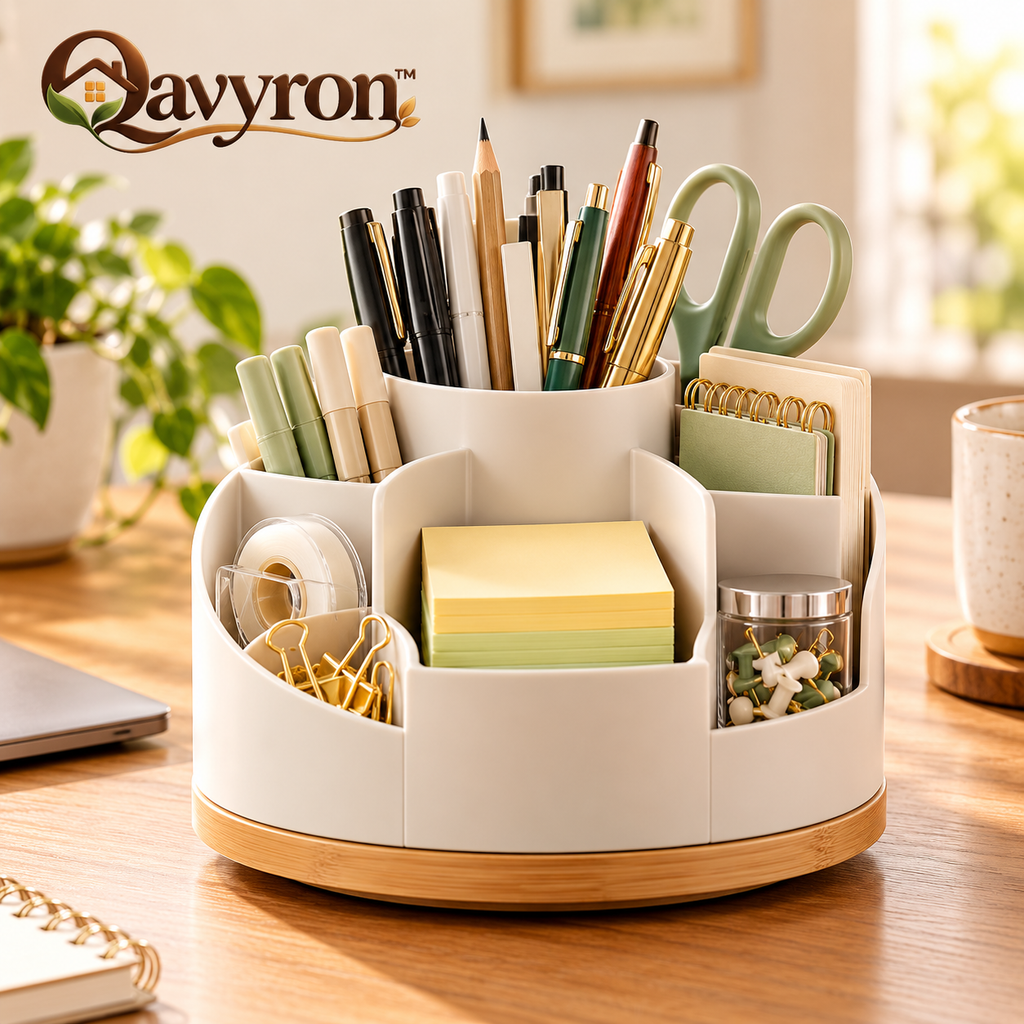 Qavyron™ 360° Rotating Desktop Organizer Caddy