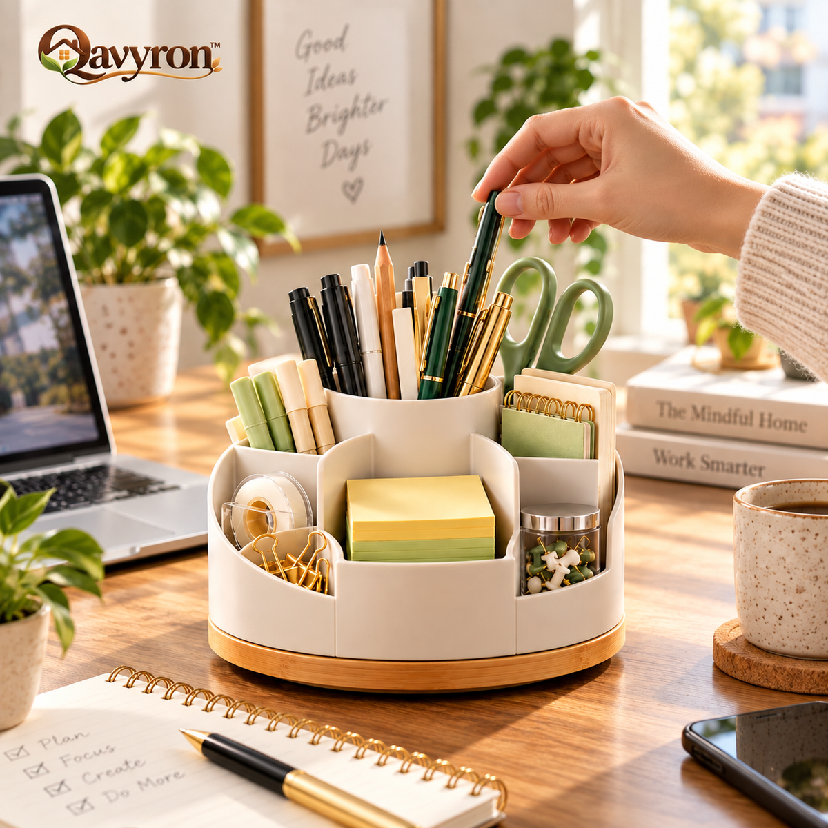 Qavyron™ 360° Rotating Desktop Organizer Caddy