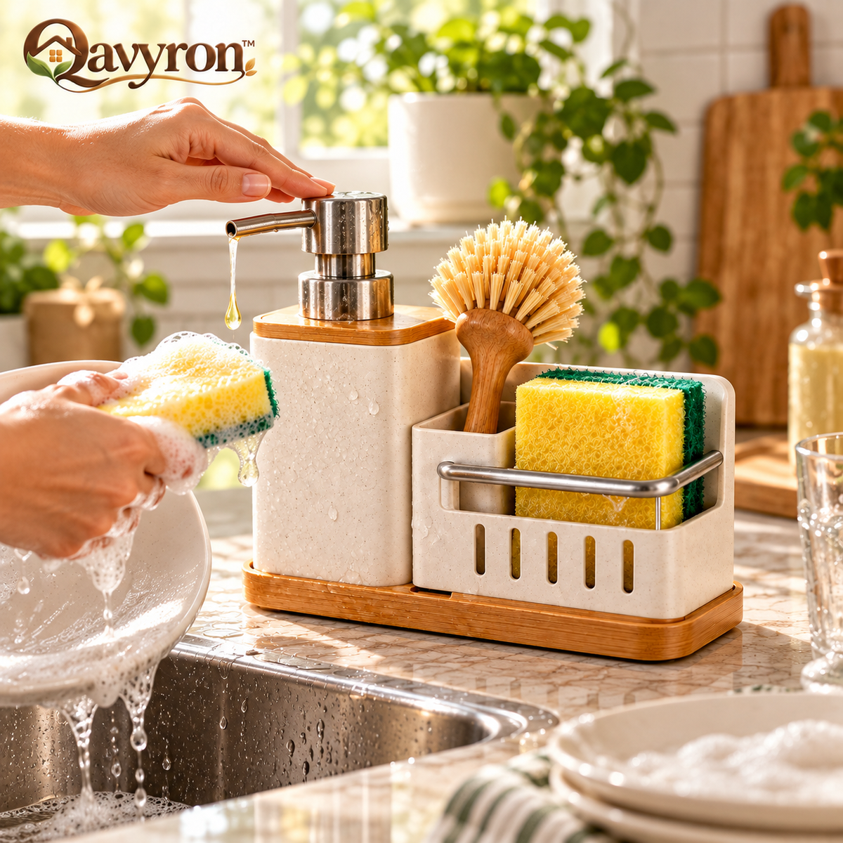 Qavyron sink caddy in everyday use
