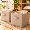 Qavyron™ Foldable Linen Storage Cube with Carry Handle