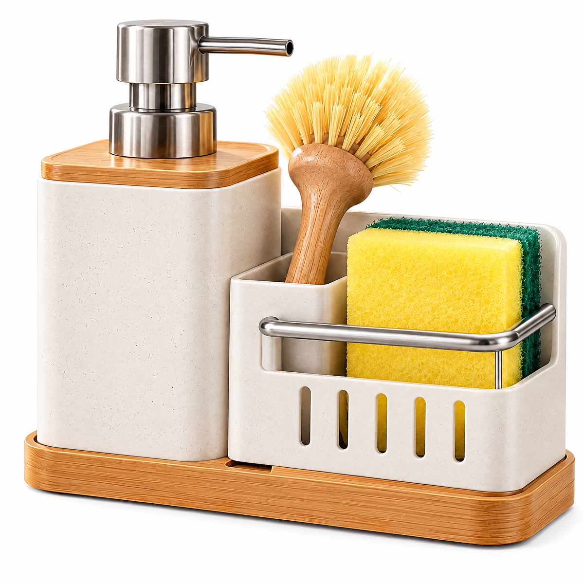 Qavyron™ All-in-One Sink Caddy & Soap Dispenser